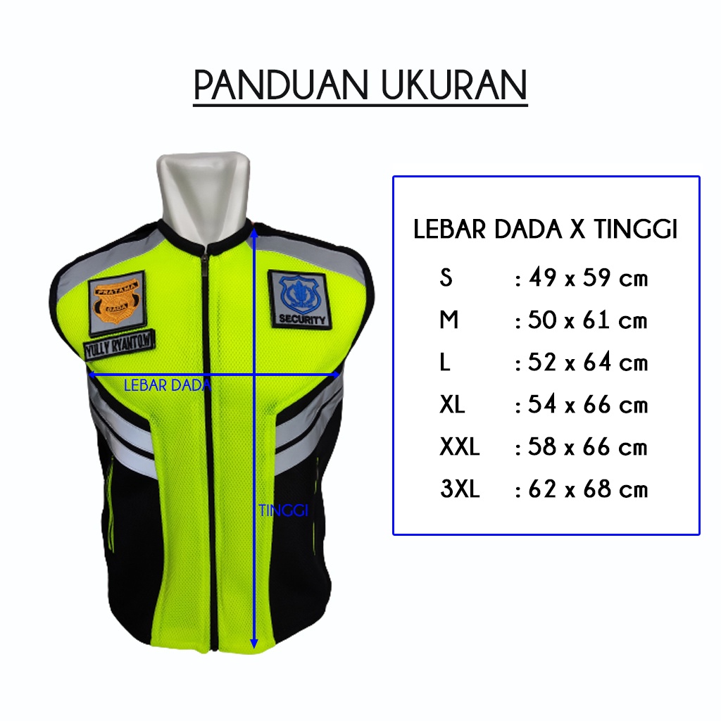 Rompi Security / Satpam Terbaru Bahan Tebal Double Mesh Polosan