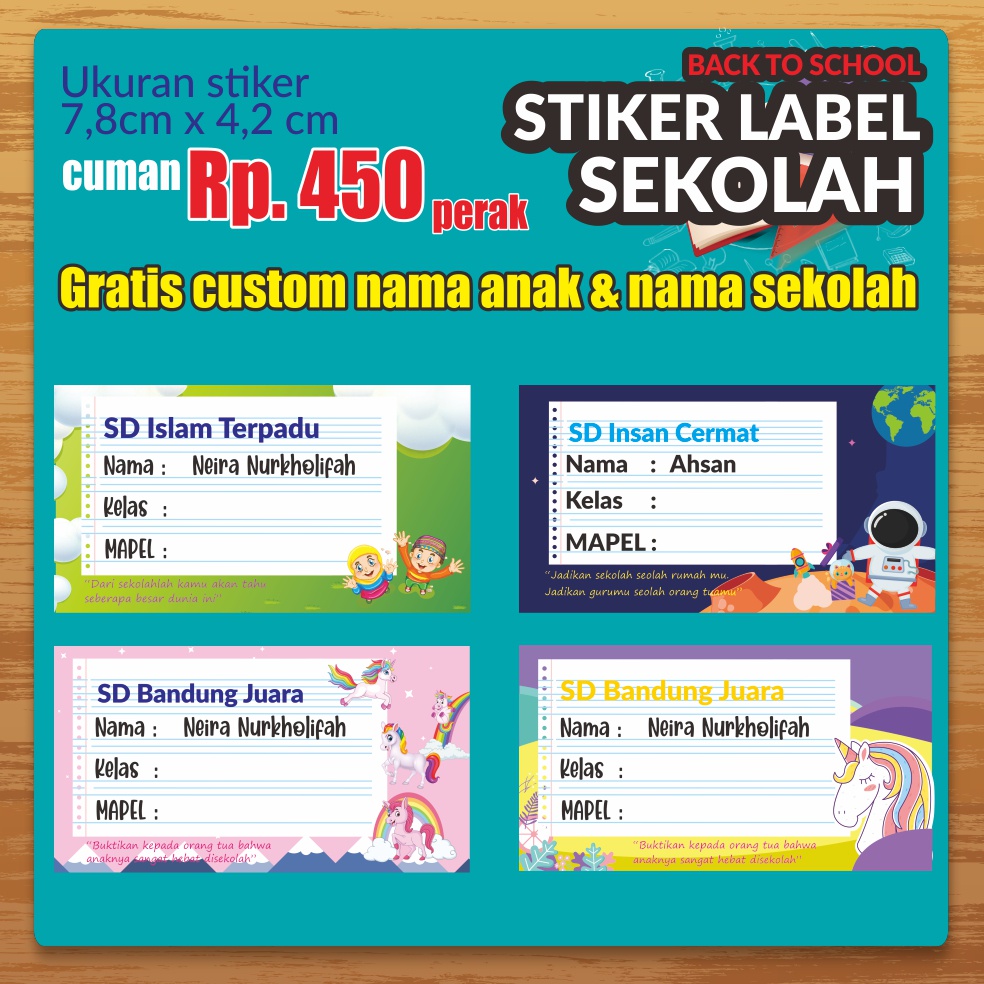 

Stiker Label Sekolah custom ( Min order 21 pcs )