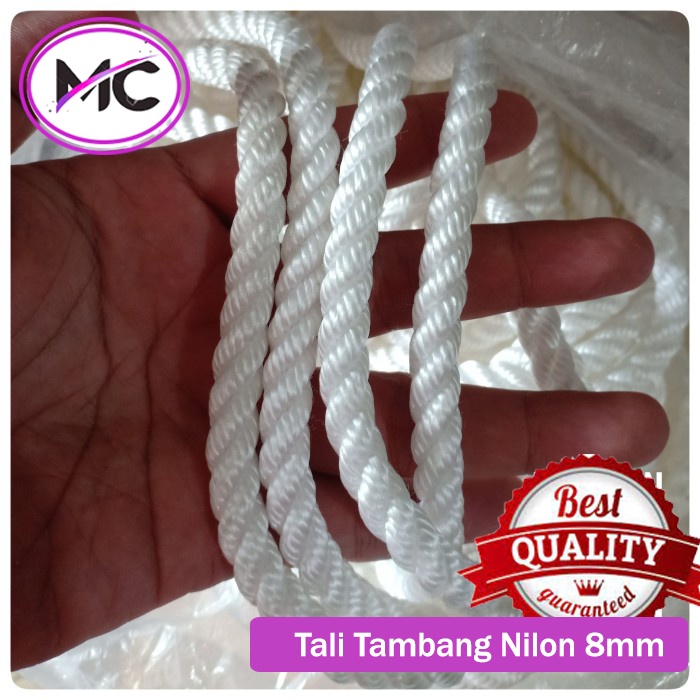 Tali Tambang Kecil Nilon Nylon Rope 6mm 7mm 8mm Pengikat Barang Putih Qualitas Eksport