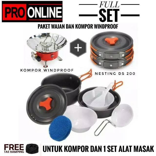 Alat Masak / Cooking Set DS200 End Stove Camping Windproof K203 / Panci