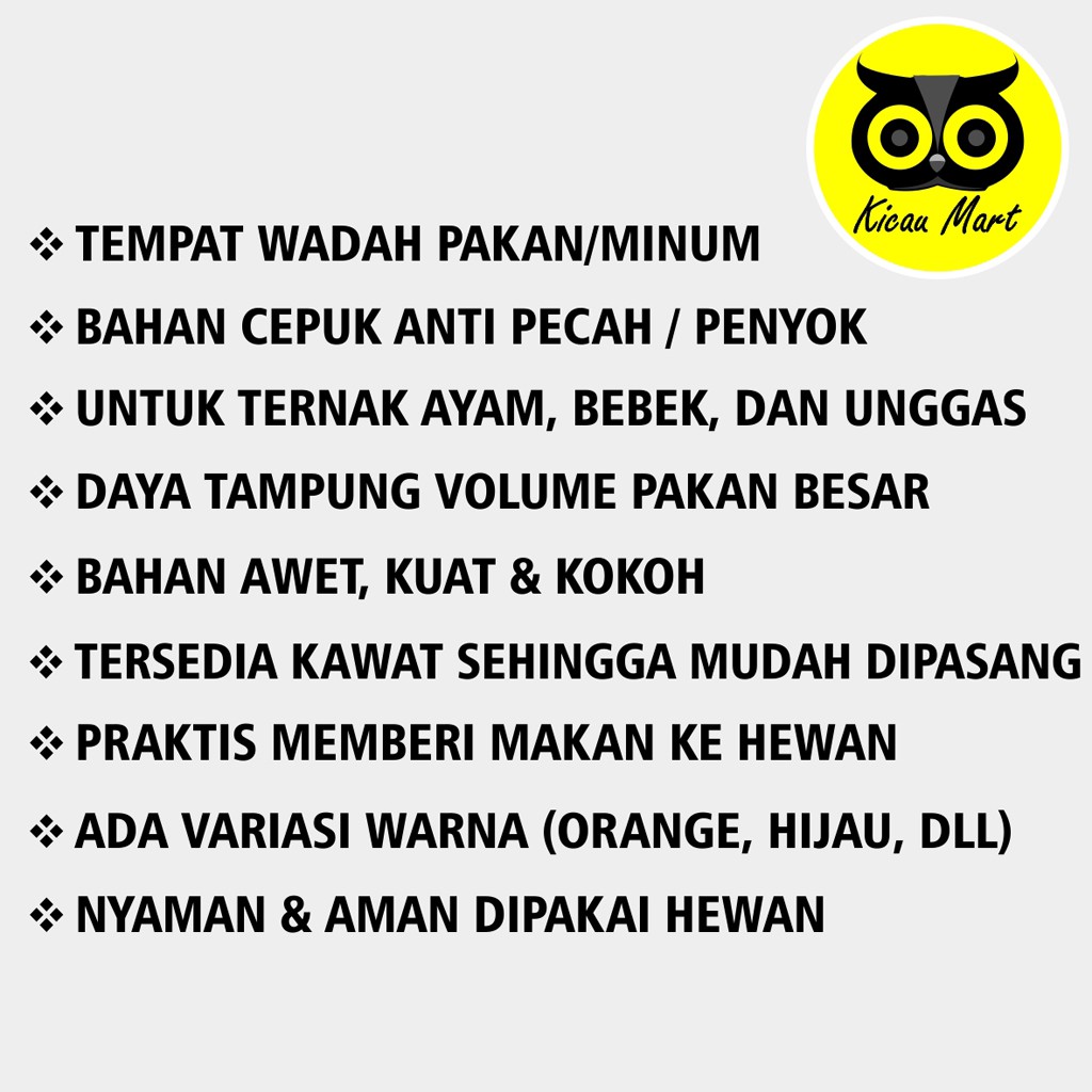 CEPUK BATOK KAWAT PLASTIK TEMPAT PAKAN MAKAN MINUM AYAM BEBEK BURUNG HAMSTER MANGKOK GETAH KARET TPMBTK