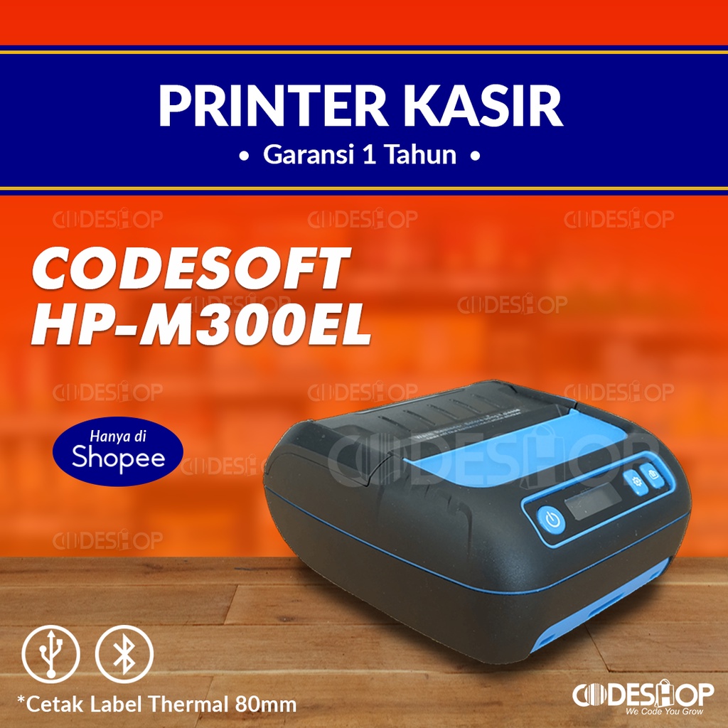 Printer Bluetooth Codesoft HPM300el Cetak Struk Kasir