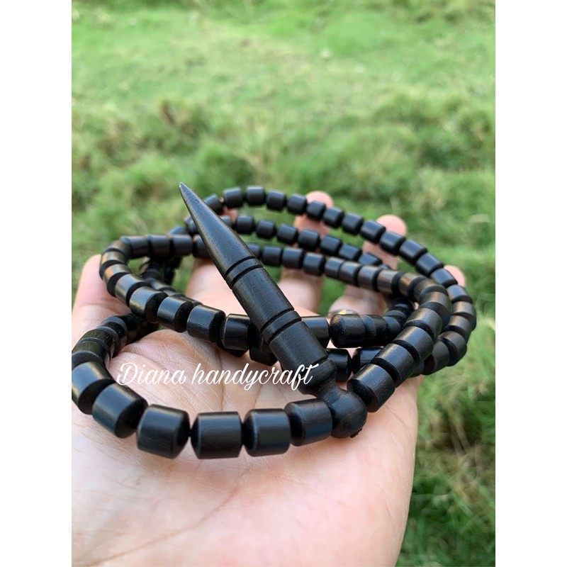 KALUNG KAYU GALIH KELOR BANDUL PELURU SERAT BESI / KALUNG PRIA KAYU BERTUAH GALIH KELOR HITAM