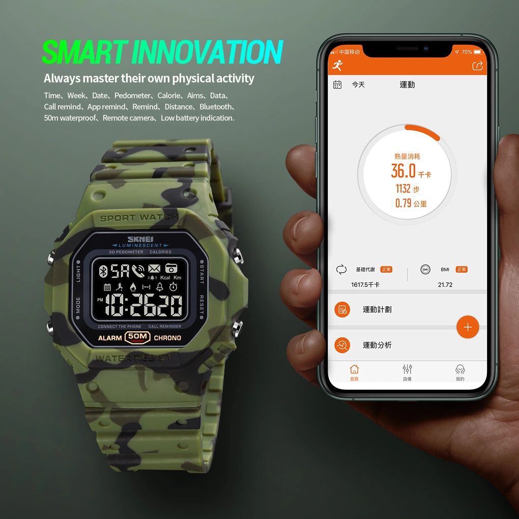 SKMEI 1743 Jam Tangan Pria Wanita Digital Smartwatch Anti Air WATCHKITE WKOS