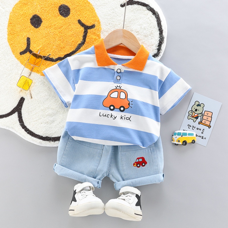 LittleAaron SET WANGKI KIDS CAR SALUR 2023 EBV Setelan Kaos Anak Bayi Laki-laki Pendek 6bulan - 4tahun