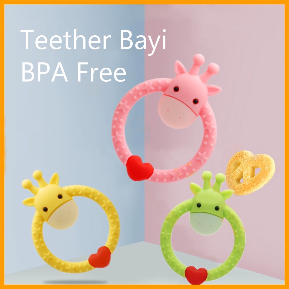 Gigitan bayi motif jerapah Teether bayi bahan silikon BPA free/C 278