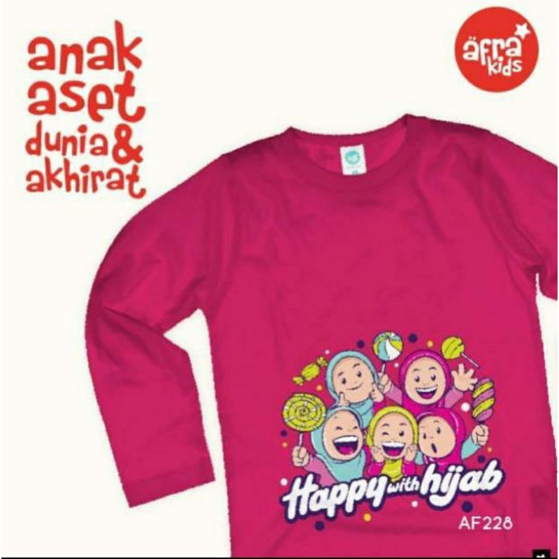 BIG PROMO Afrakids AF228 &quot;Happy with Hijab&quot; Lengan Panjang