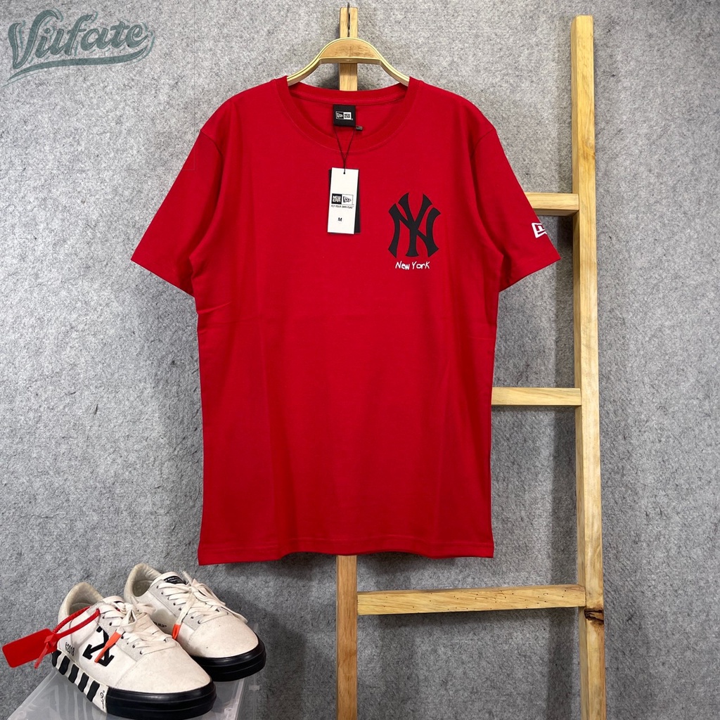Kaos New Era Merah Logo NY Star Hitam Pria-Wanita Terbaru Gaya Kekinian New York