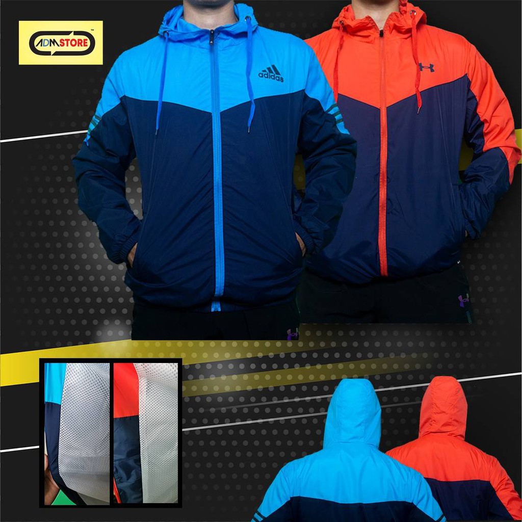 Jaket Parasut Pria / Jaket Running Windbreaker Semi Waterproof Grade Original