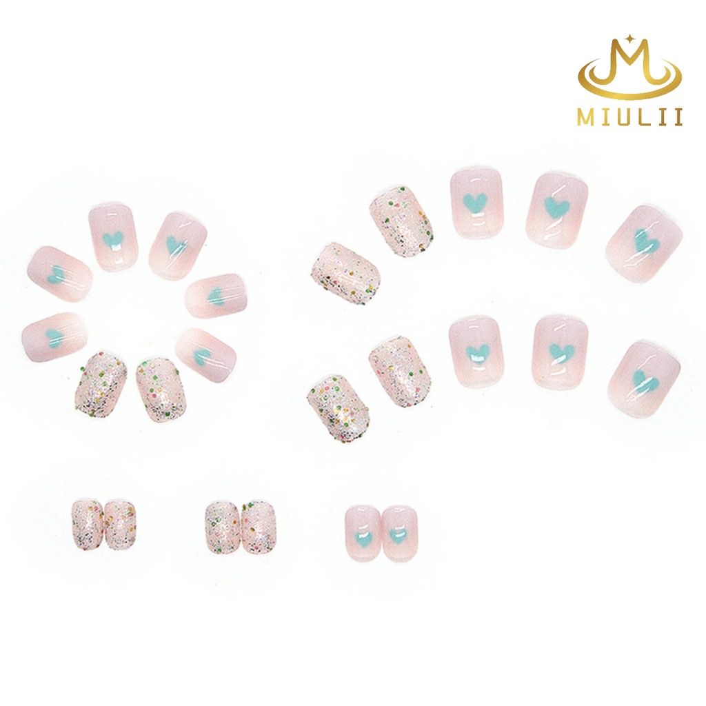 MIULII / KUKU PALSU  A0461  / 24PCS / 3D / NAIL ART / PREMIUM / CUTE / BIRU / FREE LEM JELLY / KUTEK