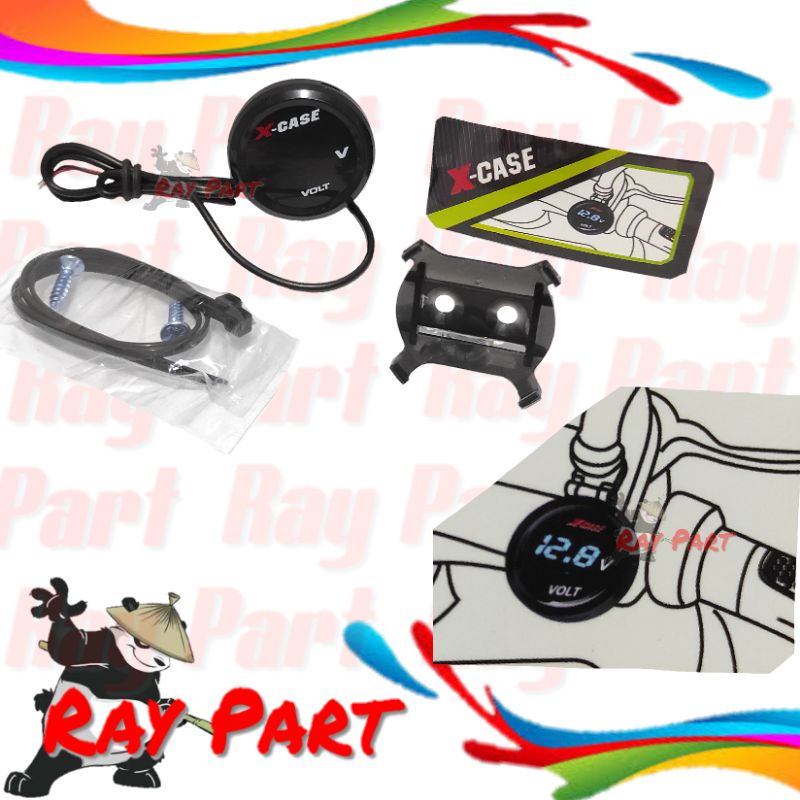 Volmeter voltmeter volt meter Aki accu Digital Led Biru Bulat Motor dan Mobil
