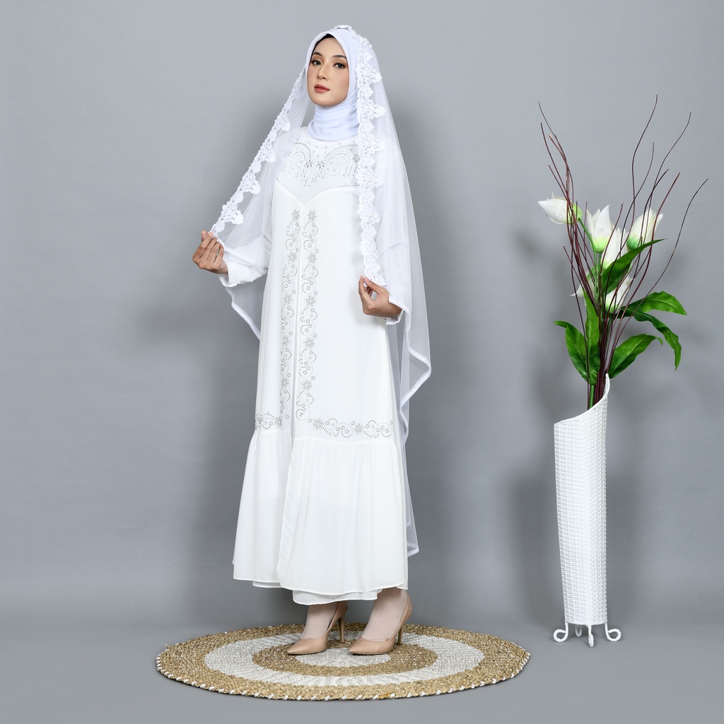 Slayer veil pengantin BORDIR/kerudung pengantin/hijab pengantin elegan/Veil pengantin/jilbab pengantin PUTIH