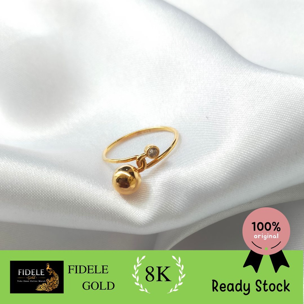 Cincin Bola Silang Spiral bola kilap emas 375