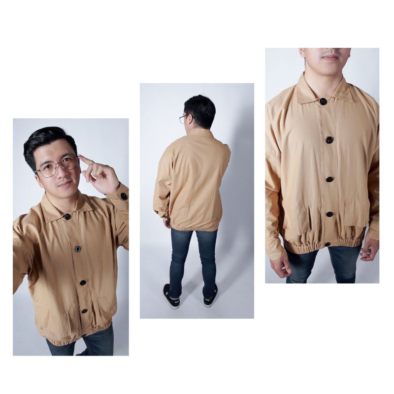 Outer linen Jaket bomber linen pria lee minho | kemeja fashion pria panjang