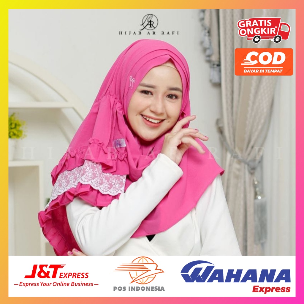 HIJAB PASHMINA INSTAN CANTIK DENGAN RENDA BROKAT || AR 195 || HIJAB AR RAFI