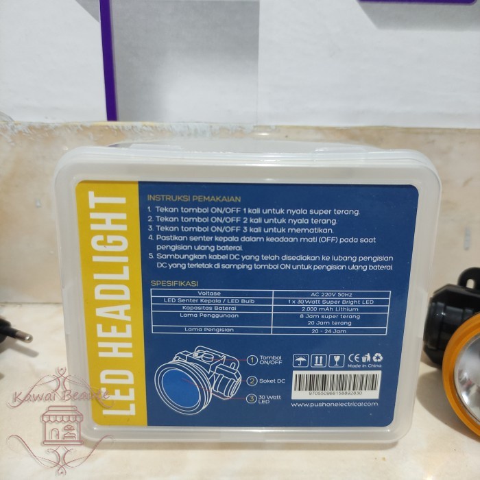 Push on HL-2830 Senter Kepala LED 30 Watt+Bohlam LED 5 Watt PUSH ON HL-2830