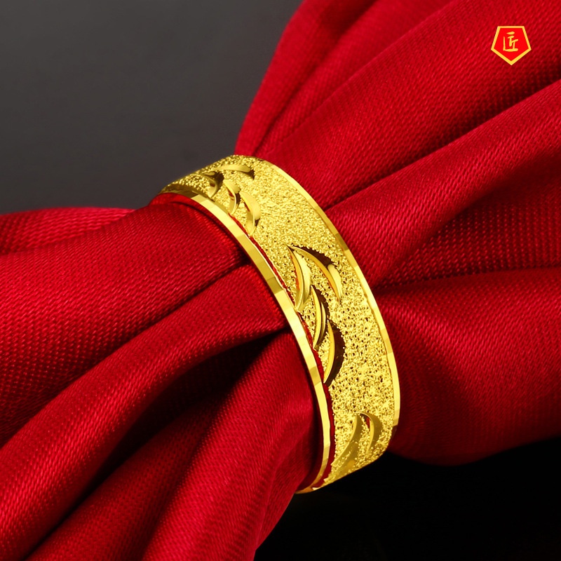 [Ready Stock]Personalized Simple Gold Ring Men's Fashion Ornament