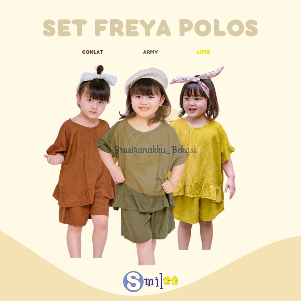 Setelan Anak Rayon Pendek Smilee Polos Freya 1-5Th