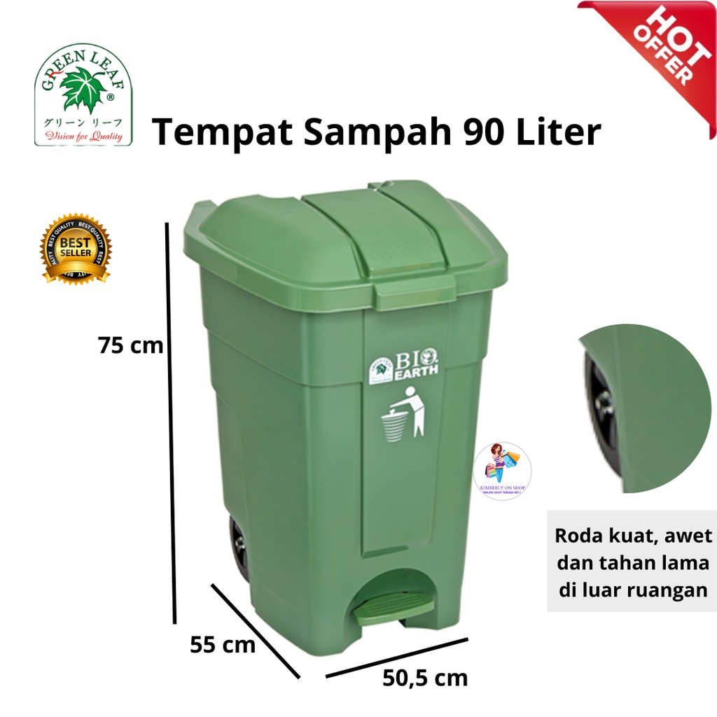 Tempat sampah BIO 90 liter green leaf 2009