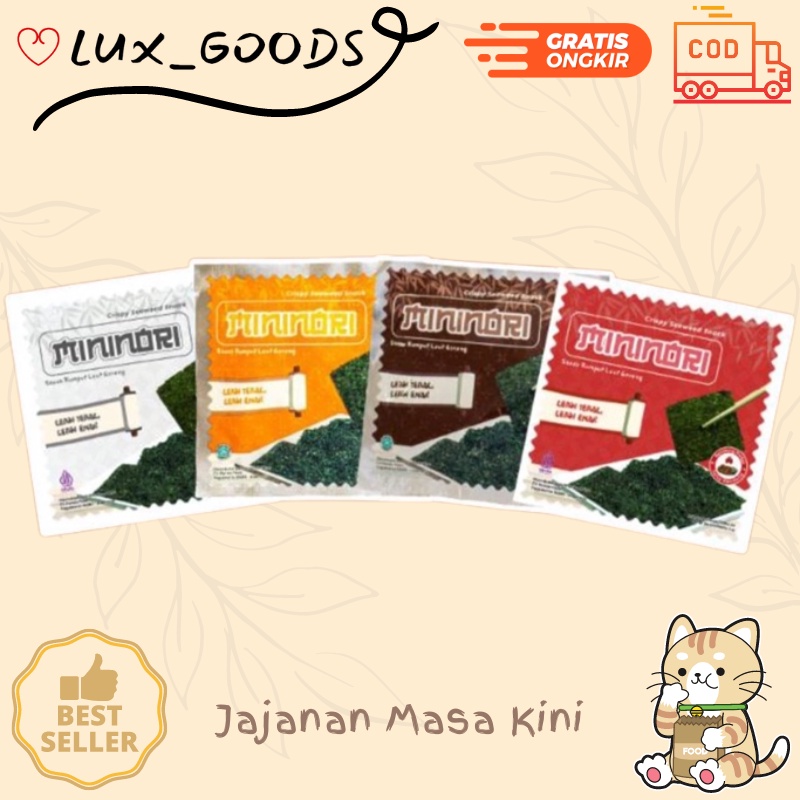 

LUX_GOODS - MININORI (VARIAN 1 BOX dan 2 PCS) 4gr & 48gr Snack Rumput Laut cemilan renyah asin pedas gurih snak murah snek terbaru