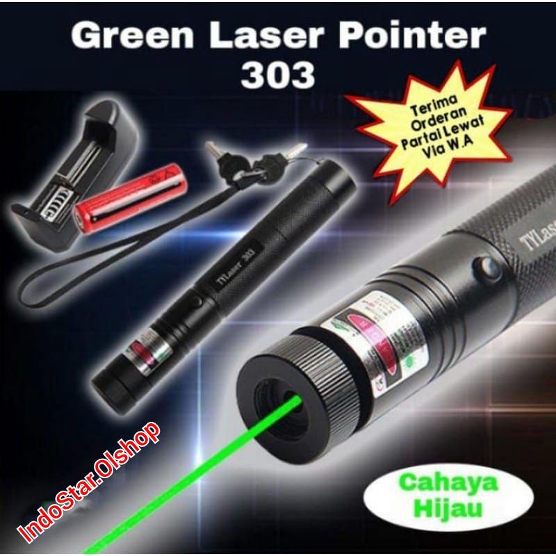 green laser pointer 303/laser hijau variasi/laser kunci pengaman⭐ IndoStar ⭐