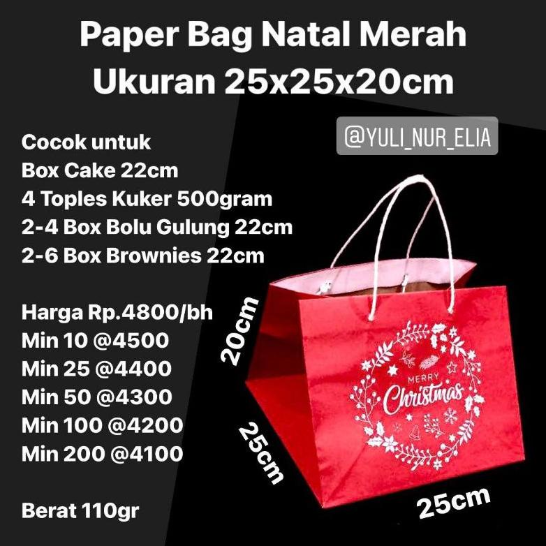 

PAPER BAG NATAL MERAH UKURAN 25X25X20CM TERBARU