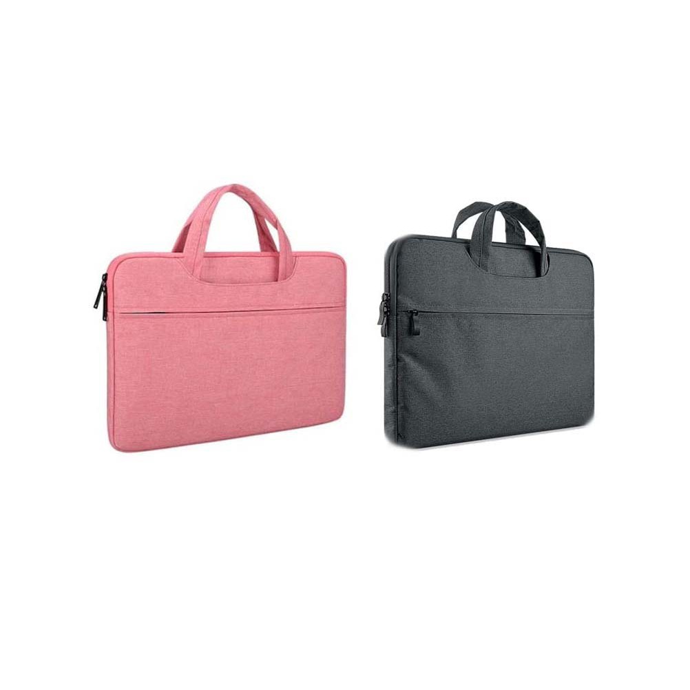 Tas Laptop Softcase Nylon Jinjing Zipper 15 inch pink