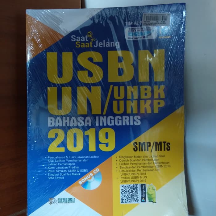 Buku  BUKU SAAT-SAAT JELANG USBN UN UNBK UNKP 2019 BAHASA INGGRIS SMP/MTs