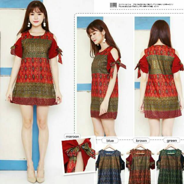 Dress batik silk ava bahan batik silk motif fit L 1AS - R - MDNI