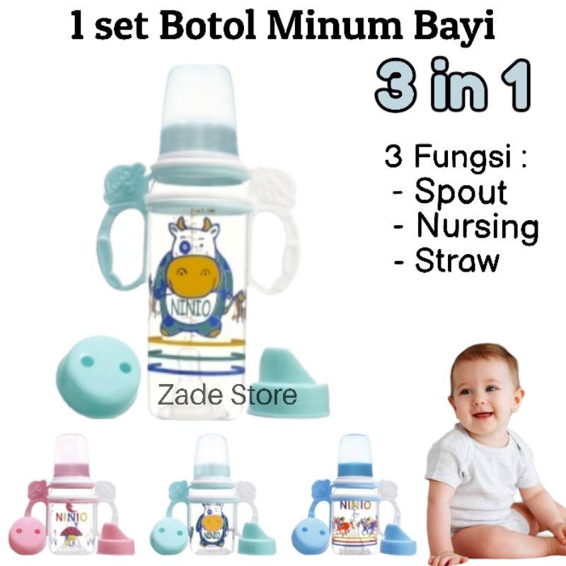 Dot Botol minum bayi 3in1 Ninio BPA Free Training cup tempat minum susu asi empeng gelas belajar minum anak  dot 120ml 240ml