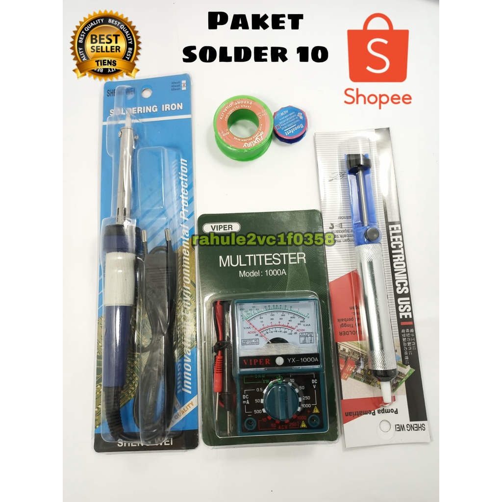 Jual Solder Set Listrik Paket Lengkap Solder Lampu Indkator Biru Watt Iron Multi Tester