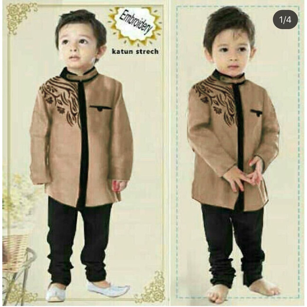 [pasha kid varian warna VL] baju koko anak laki-laki katun rayon bordir