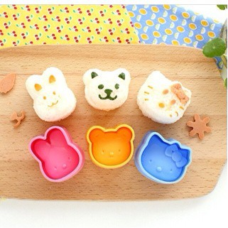 Cetakan Nasi Lucu Isi 3 Kucing Kelinci Beruang - Rice Mold Isi 3 Cetakan Bento Bekal Nasi Anak Mini