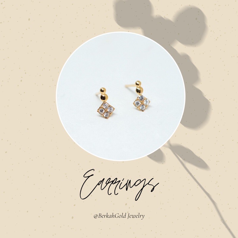 anting emas stud 1/2 gram model simpel 6 karat