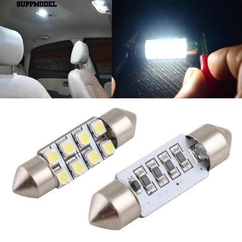 2Pcs Lampu Festoon Dome Light Interior Mobil 36mm 8 LED SMD Warna Putih Murni