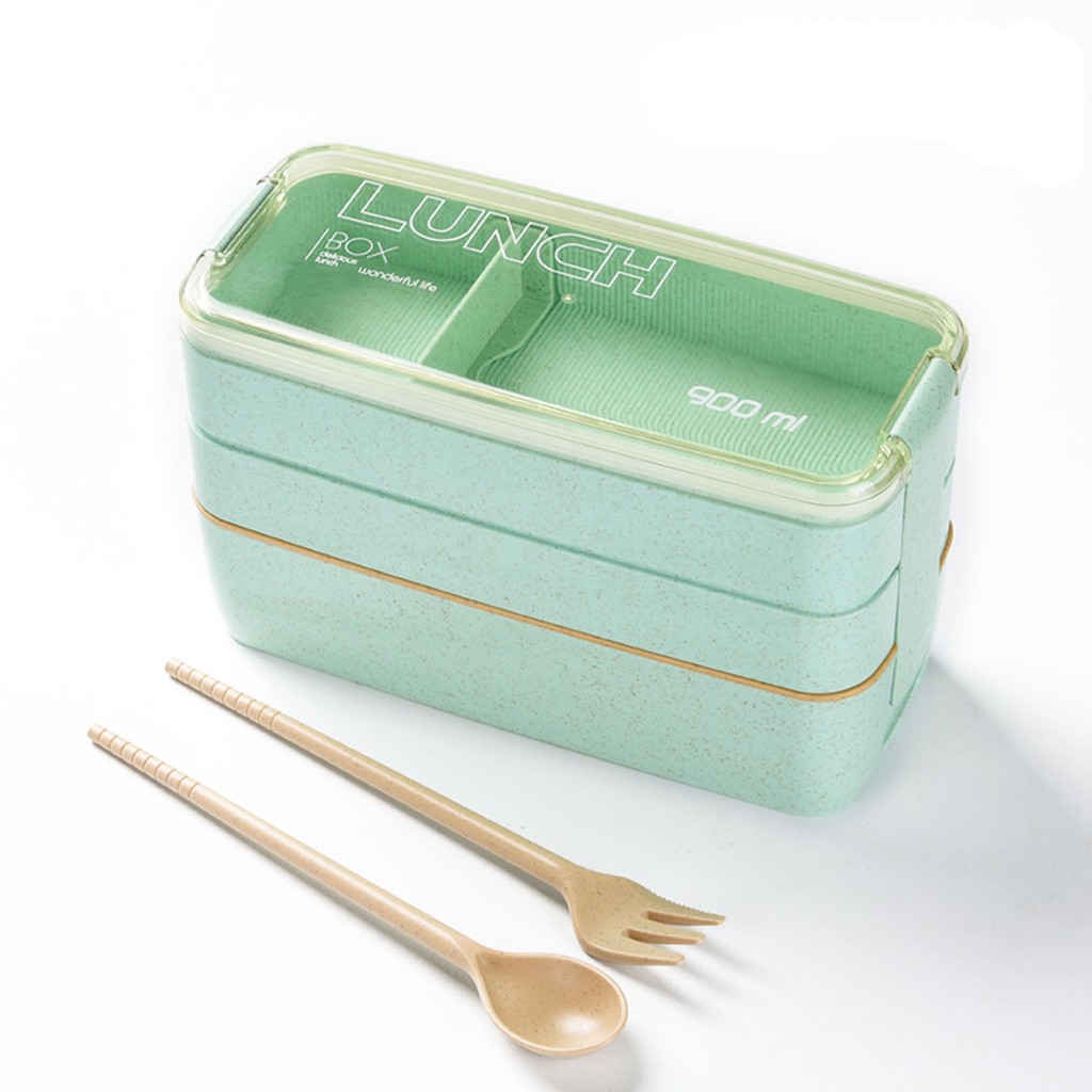 MARKASSHOP66--Lunchbox Susun 2 &amp; 3 Susun WHEAT STRAW/Kotak Bekal Makan Lunch box Bahan Serat Gandum 900 ml