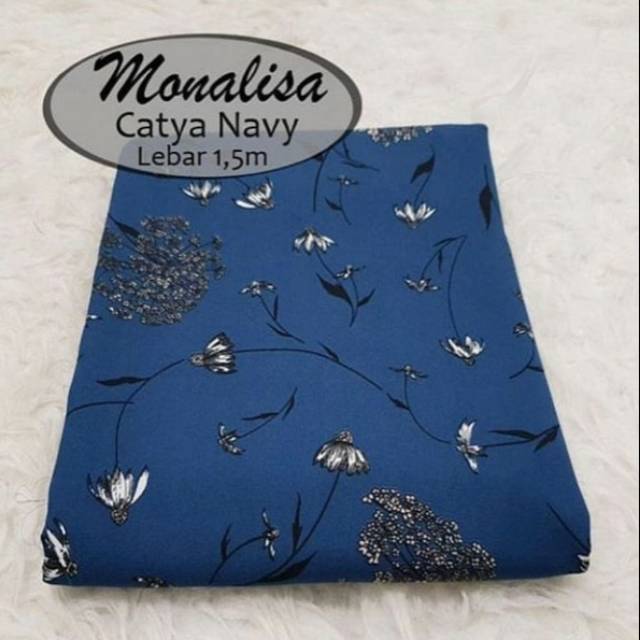 Kain Wolfis Monalisa Motif Catya Navy Kain Meteran Kain Monalisa Kain Woolpeach Harga Per Meter Shopee Indonesia