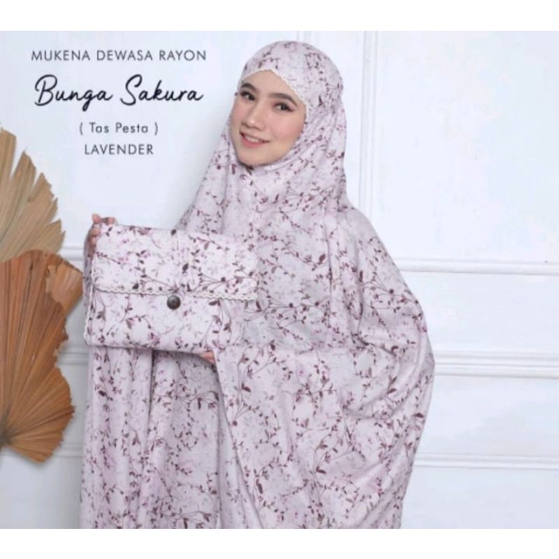 MUKENA MURAH MUKENA DEWASA RAYON MOTIF BUNGA SAKURA