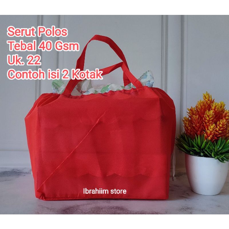 (ISI 12 PCS) TERMURAH TERLARIS TAS HAJATAN SERUT POLOS UKURAN  22x22 TAS HAJATAN MURAH TAS BERKAT SPUNBOND POLOS MURAH