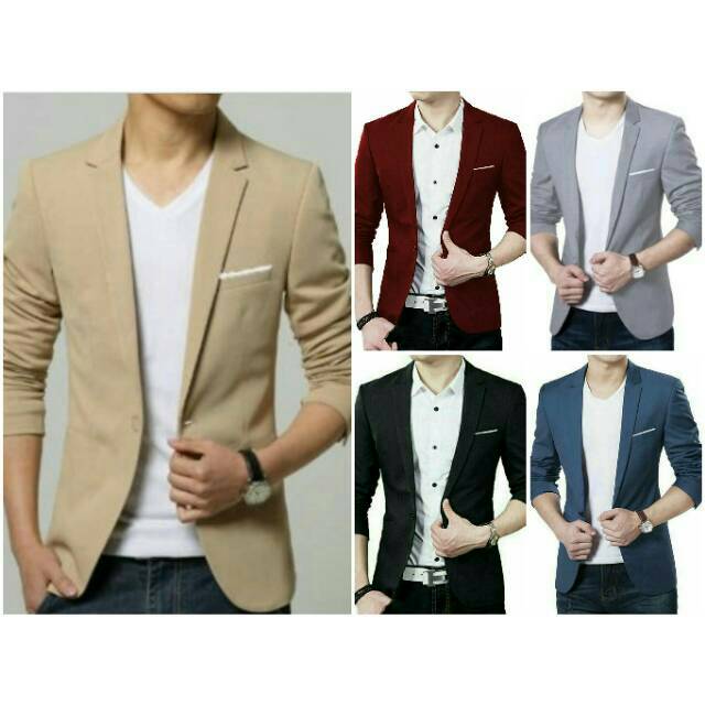 BosBaju Cool Blazer Pria Formal Wisuda Kantor Polos BosBaju Cool Blazer Pria Formal Wisuda Kantor Polos