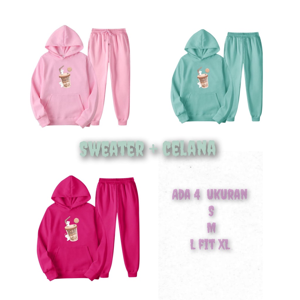 mukzhop -  Stelan anak dan abg boba 7  | satu set sweater hoodie dan celana | fashion anak - SWEATER ABG