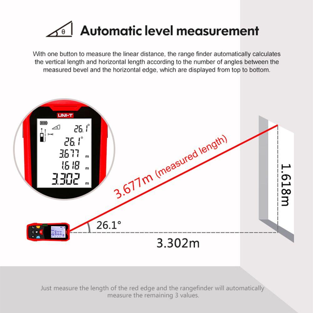 POPULAR Populer Distance Meter UNI-T Alat Tes 40M 60M 80M 100M Penggaris Digital