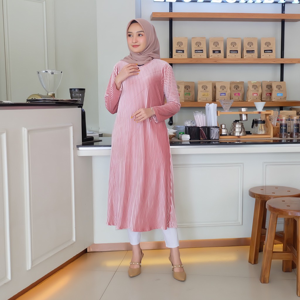 TUNIK FASHION WANITA MURAH STYLE KEREN / BAJU ATASAN TUNIK PLISKET WANITA FASHION MUSLIM CEWEK