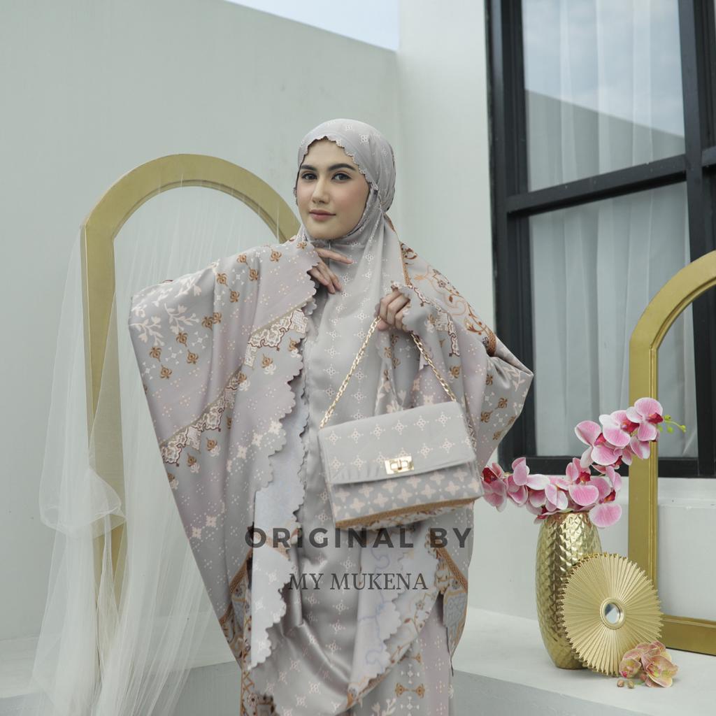 Mukena Dewasa Silk Daily  Daily 2In1 Motif Tas Premium | laser cut Mewah