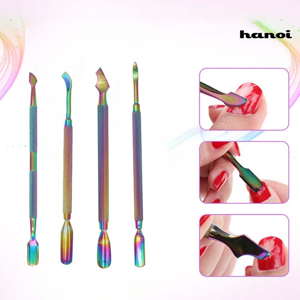 Alat Pendorong Kutikula Dua Sisi Bahan Titanium Stainless Steel Anti Slip Untuk Manicure