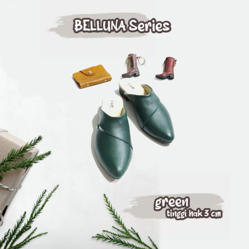 BELLUNA series GREEN sepatu flat kulit