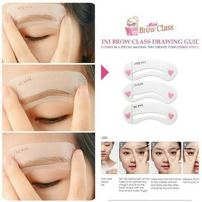 Cetakan Alis Mini Brow Isi 3 Ala Korea 3rd Drawing Guide