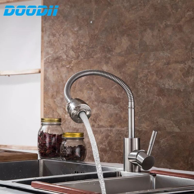 Kran kitchen sink Stainless SUS 304 Fleksibel keran bak cuci piring Dapur wastafel Meja dan Dinding fleksibel dan pipa