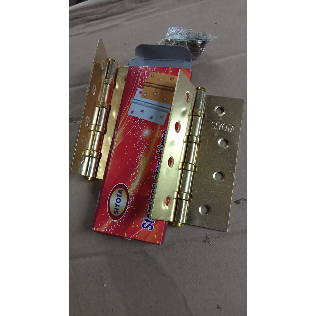 ENGSEL PLAT GOLD KUNING TERSEDIA 2 UKURAN/ ENGSEL JENDELA LEMARI RUMAH ENGSEL PINTU