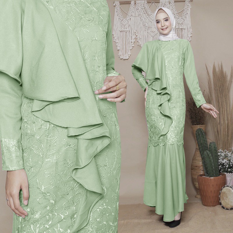 (GAMIS MODERN)GAMIS REMAJA KEKINIAN DAN DEWASA LD 120 110 100 90 / BROKAT KOMBINASI MOSCREPE POLOS BISA PESTA WEDDING/KONDANGAN